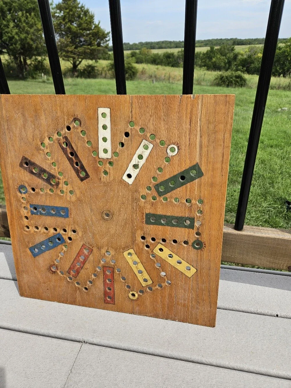 HANDMADE WAHOO BOARD GAME Wood Folk Art Vintage Aggravation Fast Track 6 Player